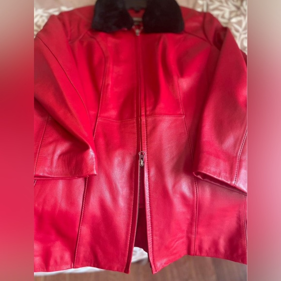 DANIER Red Leather Jacket, Large - Picture 5 of 10